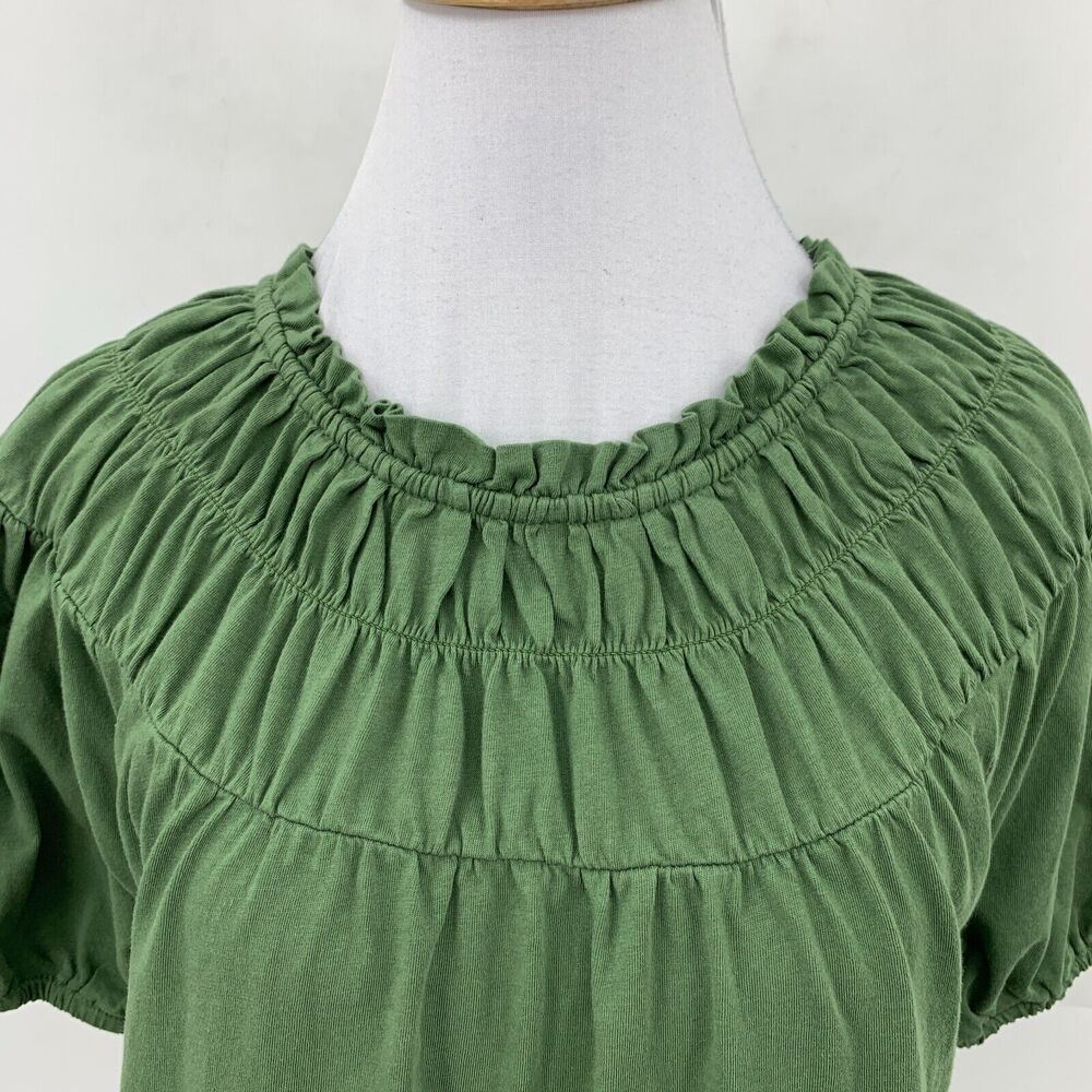 J Crew Circle Smocked Tee Womens XS Extra Small Avocado Keyhole Short Sleeve - Picture 4 of 12